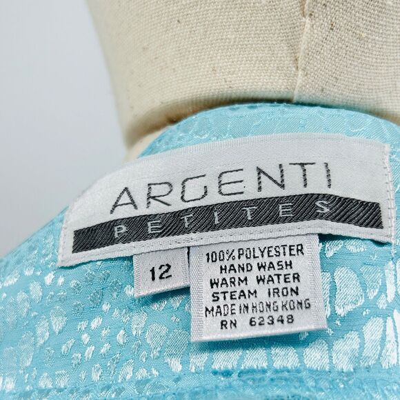 Vintage 80s Argenti Petites Pastel Blue Aqua Snake Print Wrap Dress - Picture 7 of 8